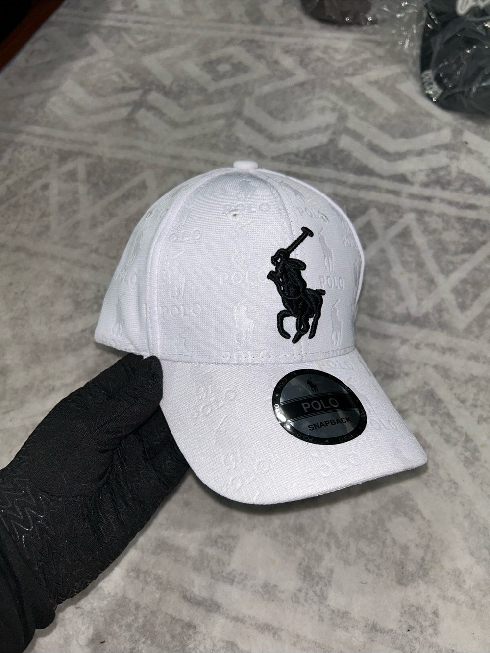 Polo by Ralph Lauren White Polo Player Snapback Cap